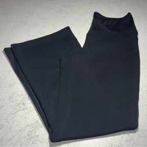 Ododos crossover wide waist midrise flare leggings shiny black